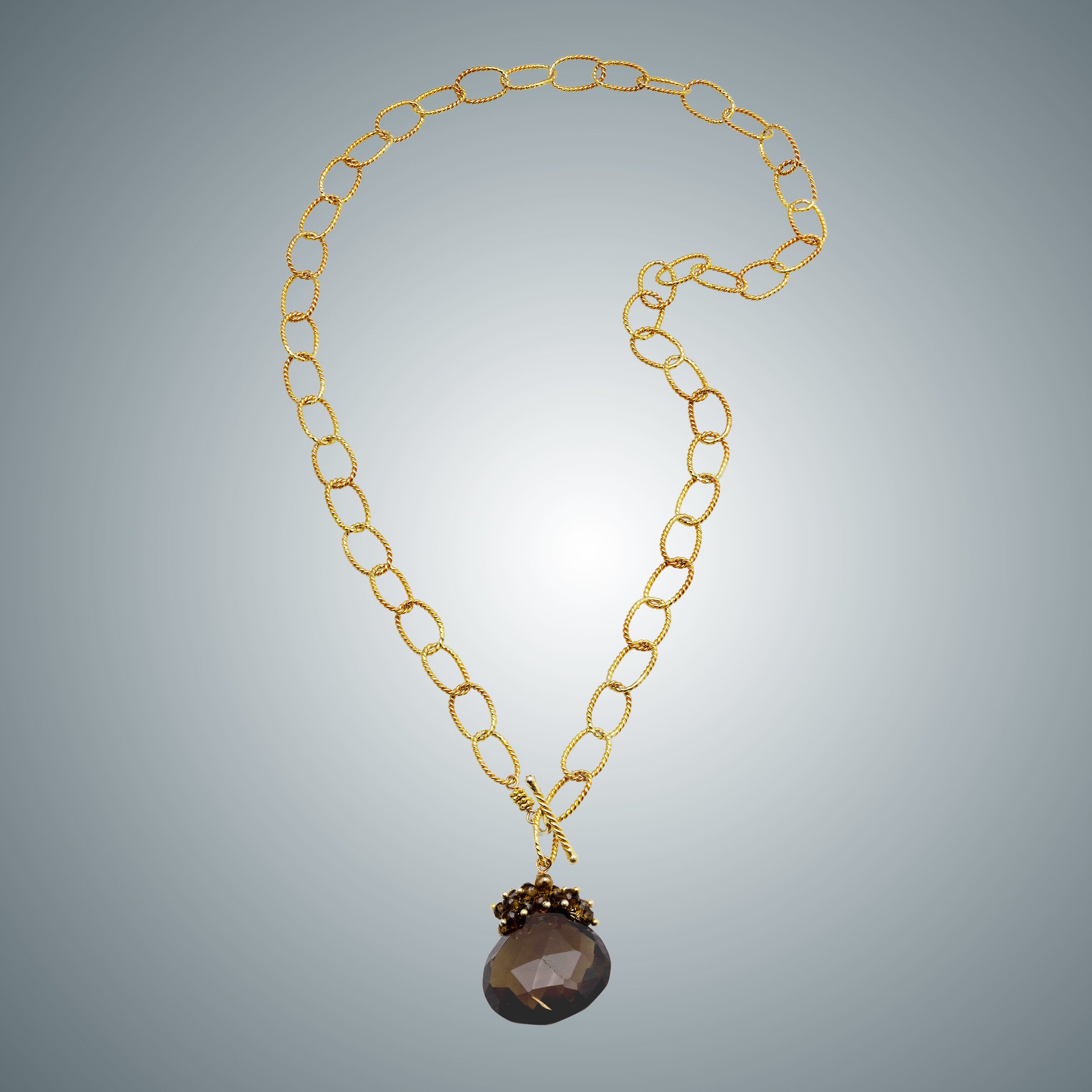 Smokey Topaz Heart & Vermeil Chain Necklace