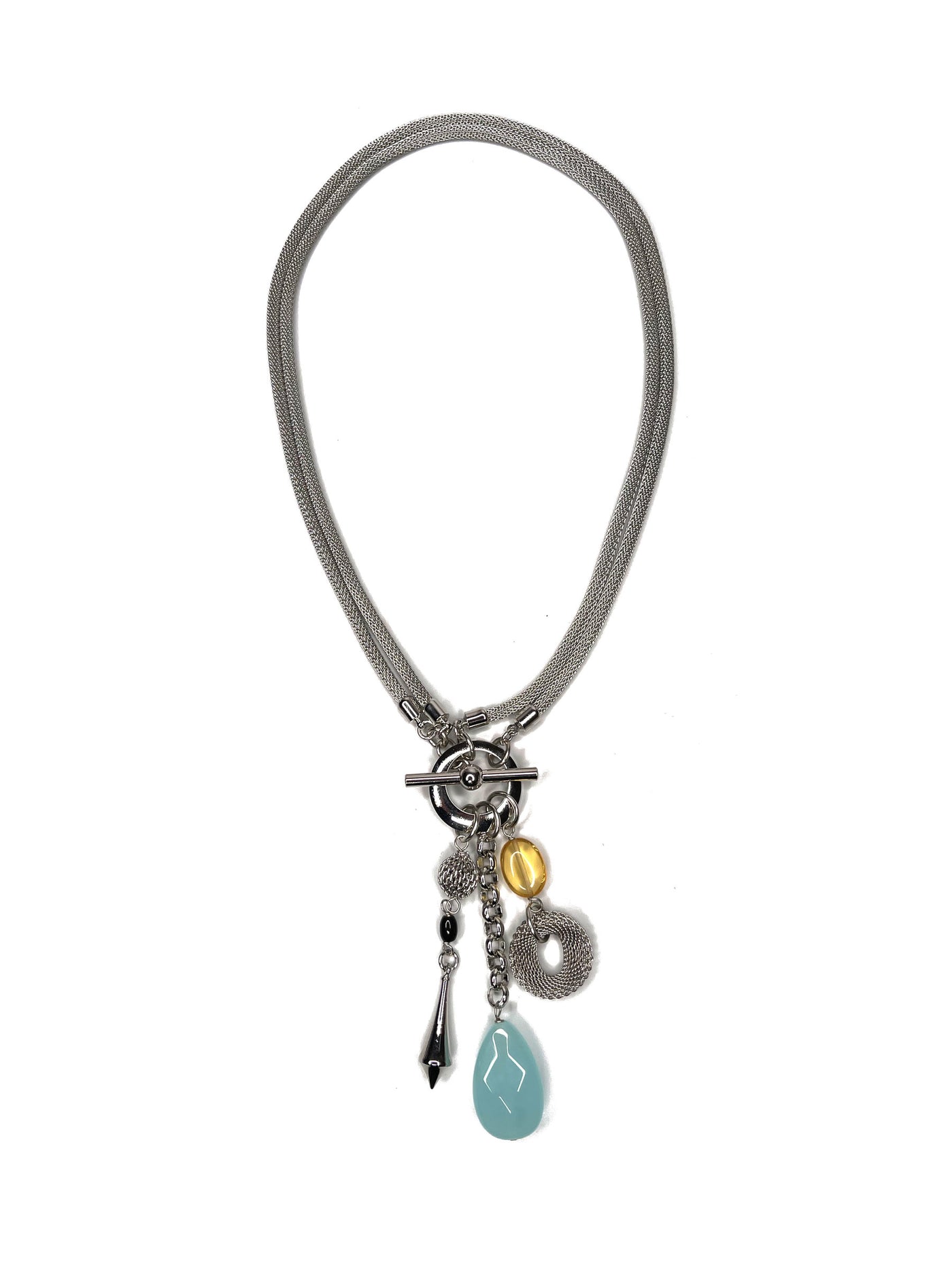 Rhodium with Blue Quartz and Citrine