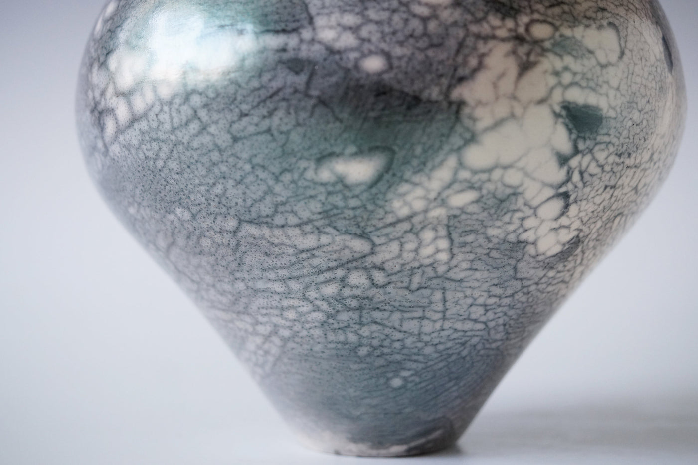 Nerida Coil Green Iridescent Raku Vessel