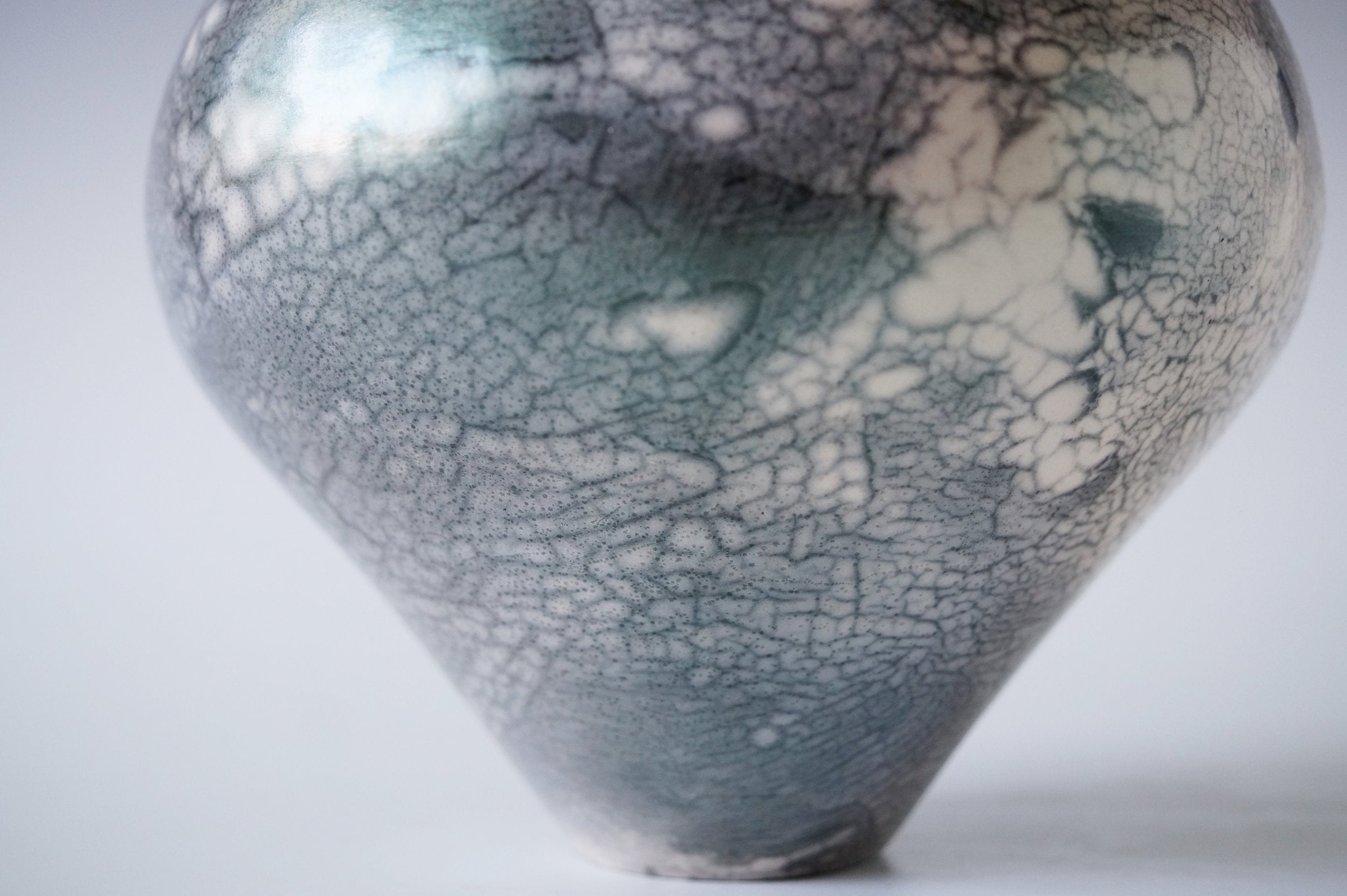 Nerida Coil Green Iridescent Raku Vessel