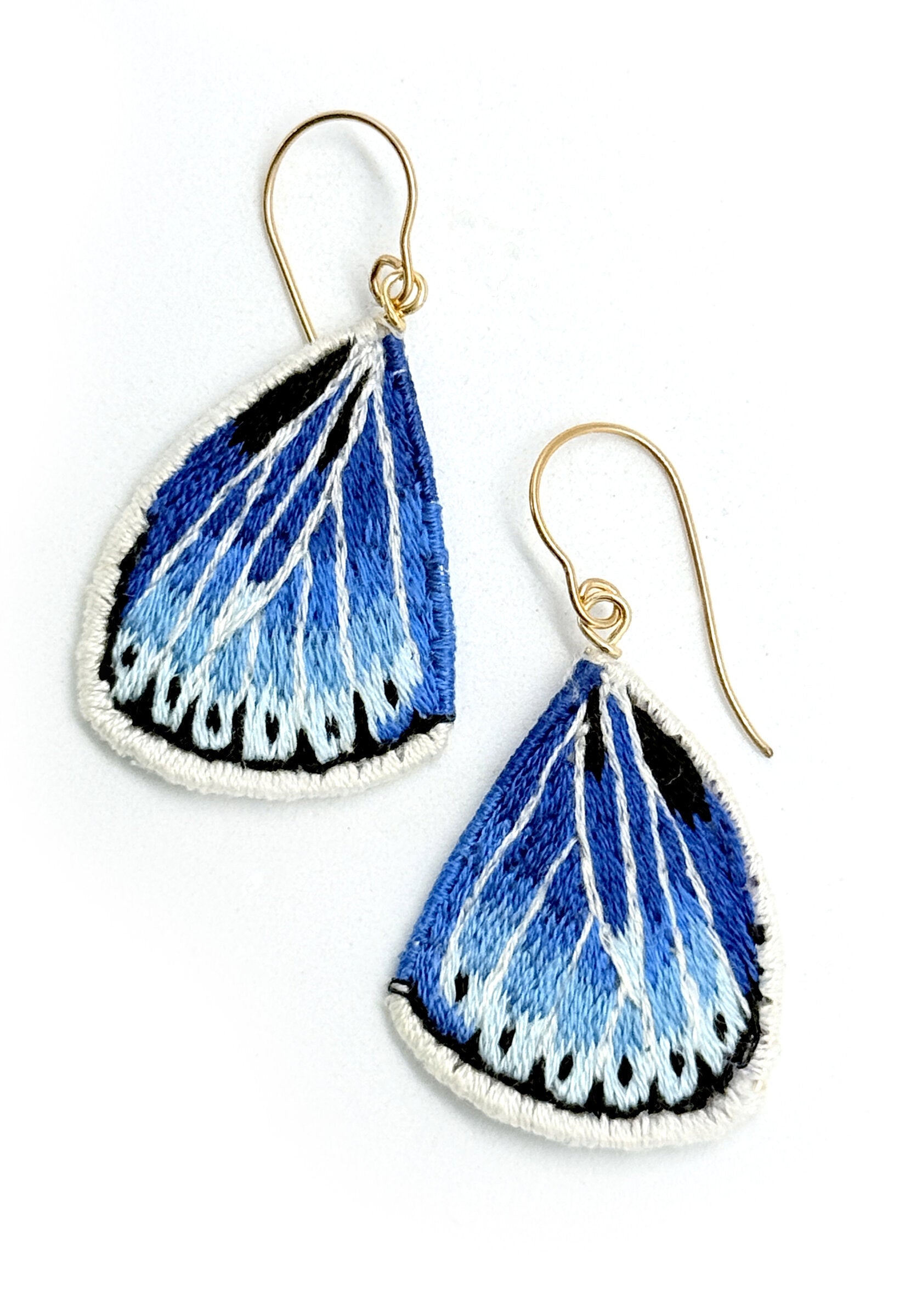 Blue & White Butterfly Wing Earrings