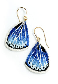 Blue & White Butterfly Wing Earrings