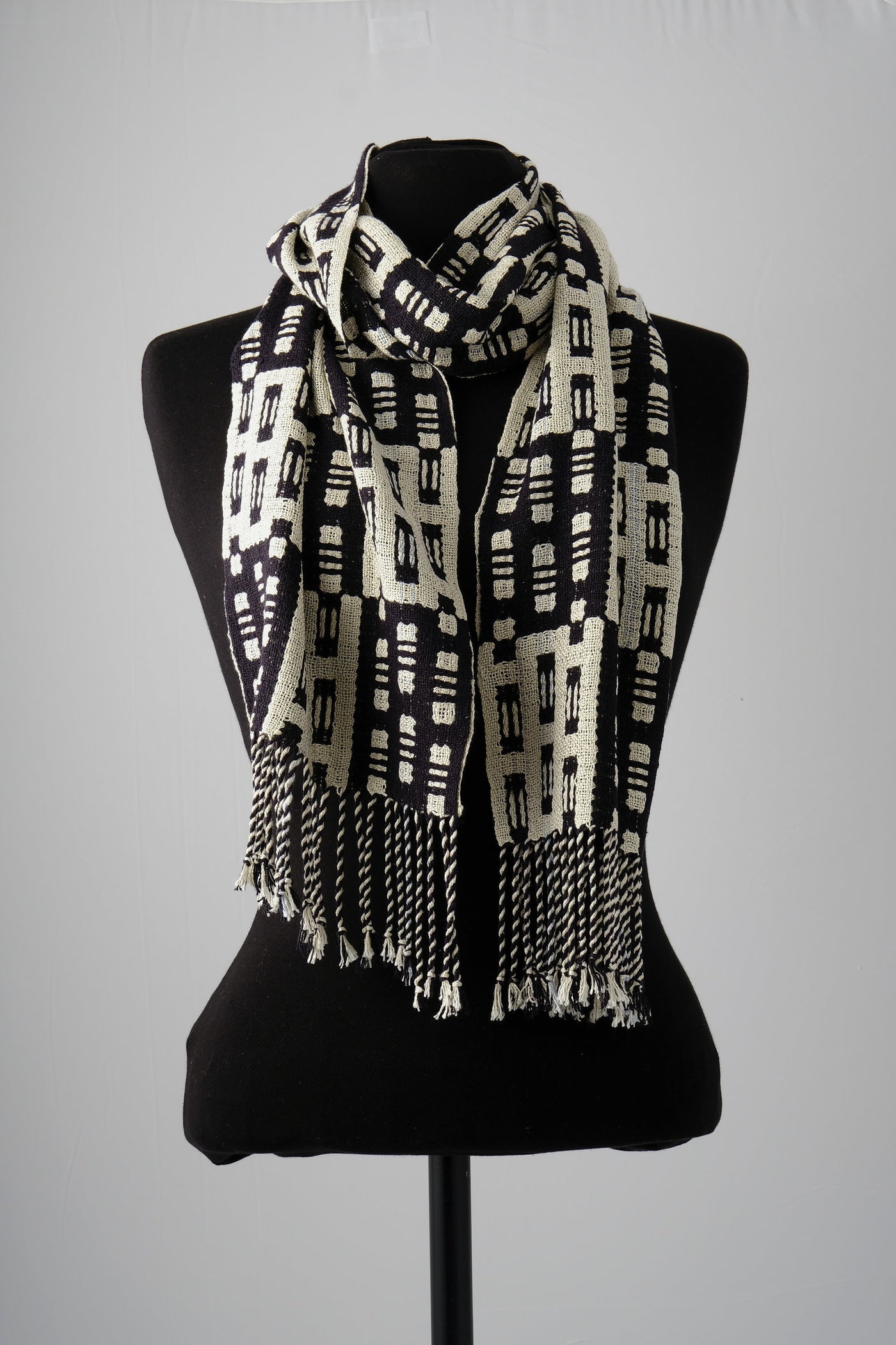 Double Weave Scarf in Black and White