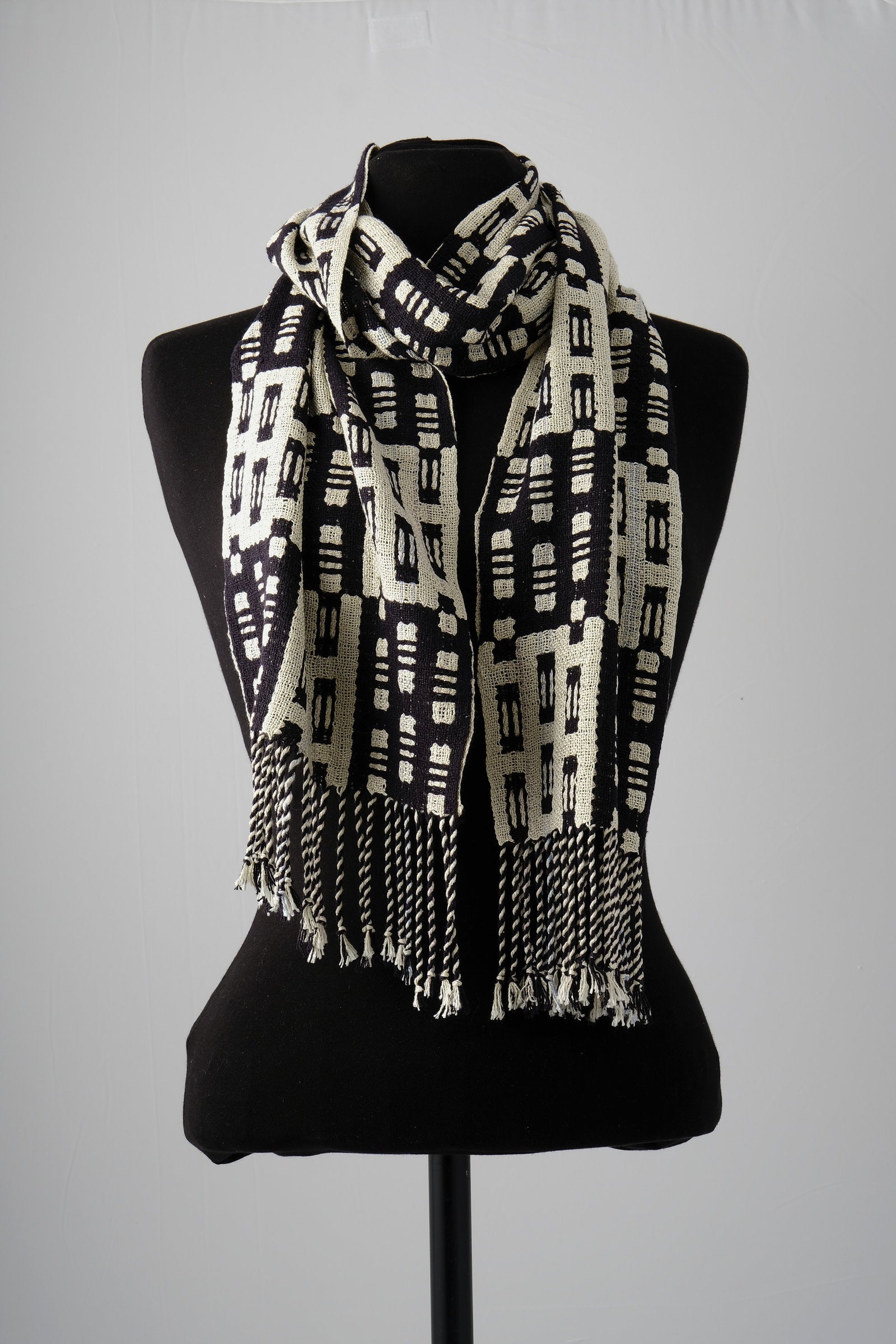 Double Weave Scarf in Black and White