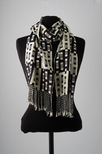 Double Weave Scarf in Black and White