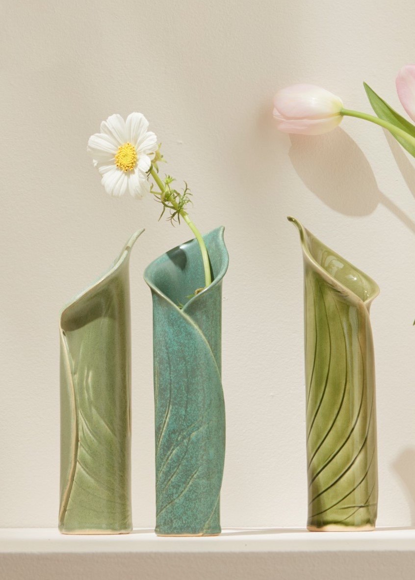 left to right: spearmint, jade, olive