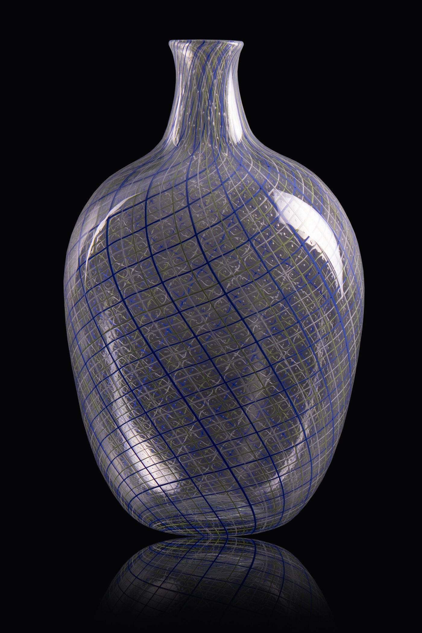 Blue Green and White Wide Vase