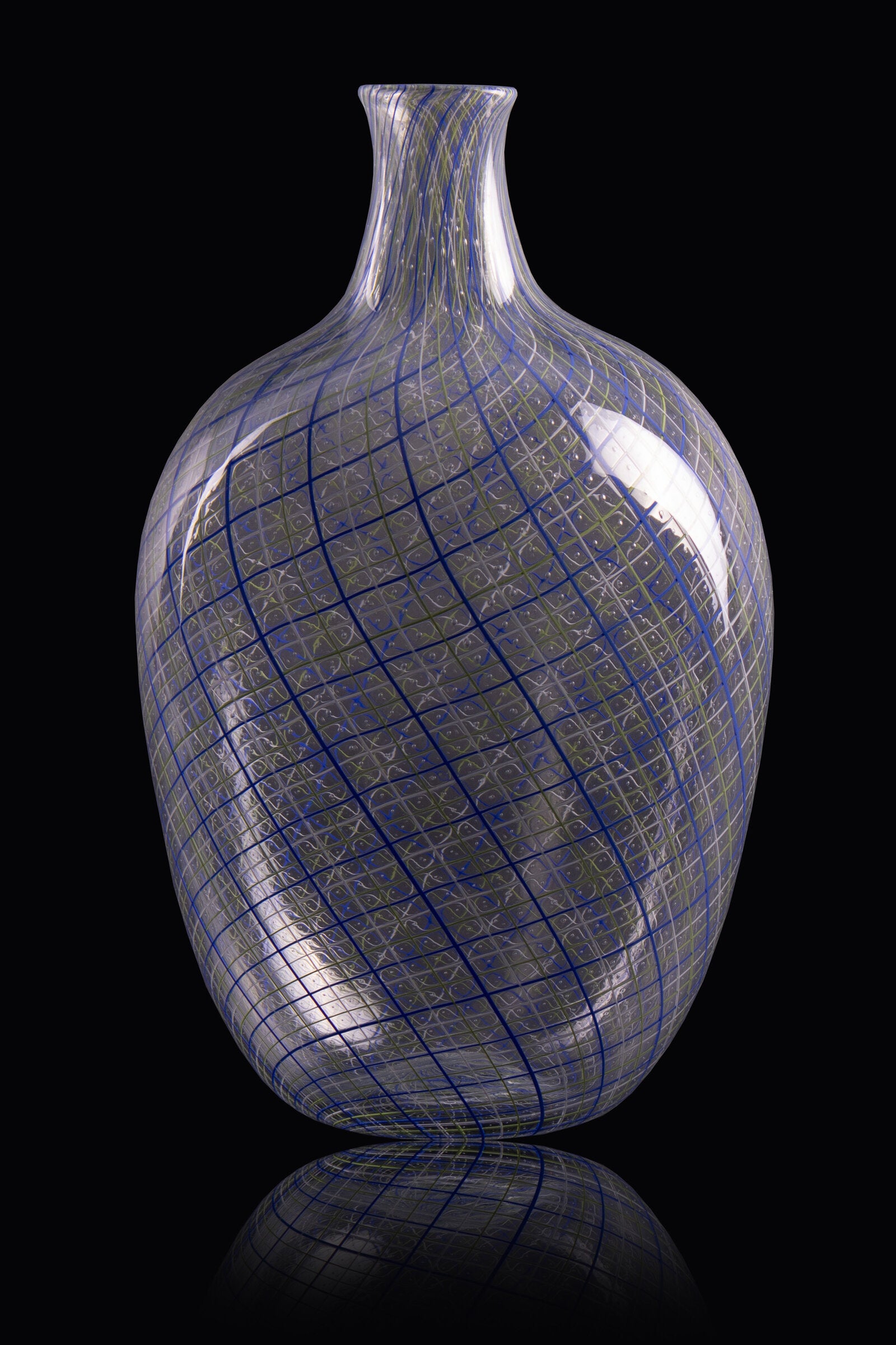 Blue Green and White Wide Vase