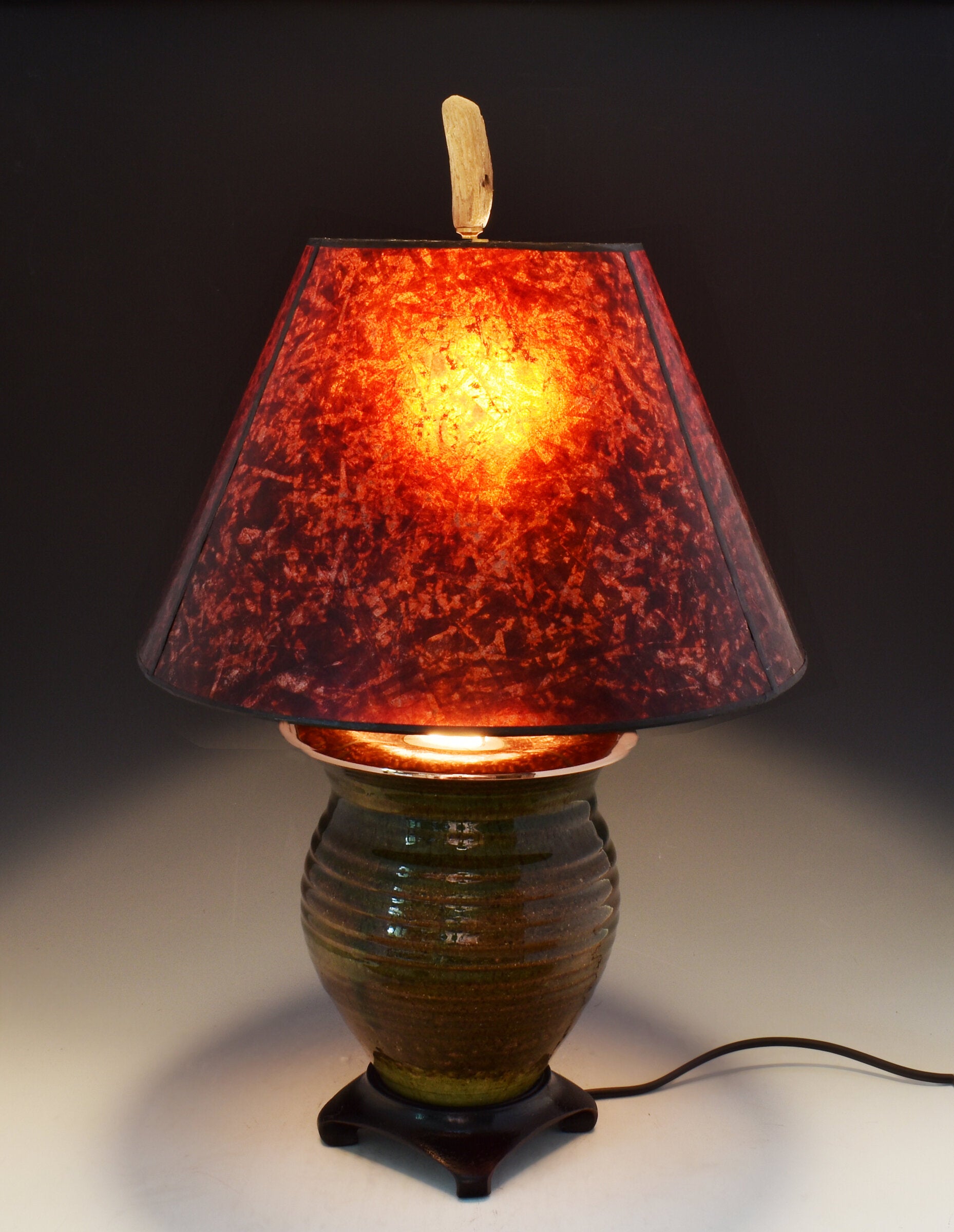 Stoneware Lamp with Mica Shade
