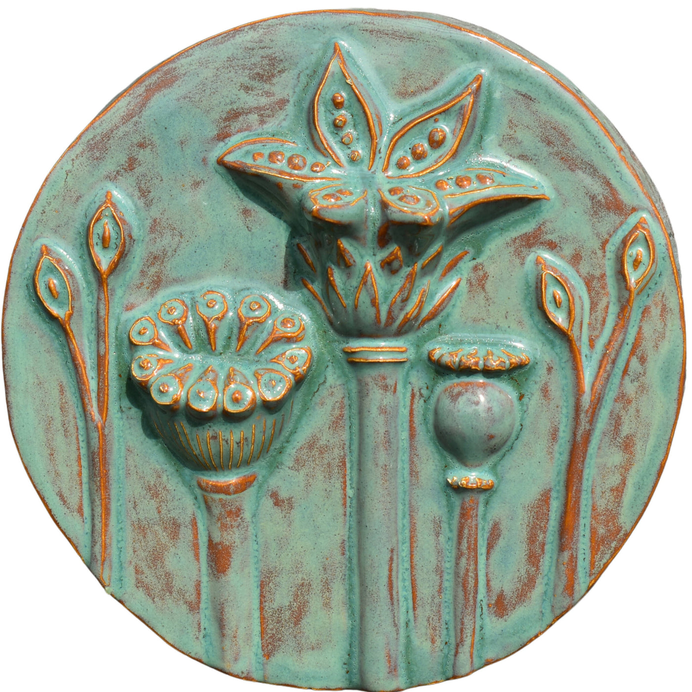 Circle of Poppies Tile in Turtle Shell