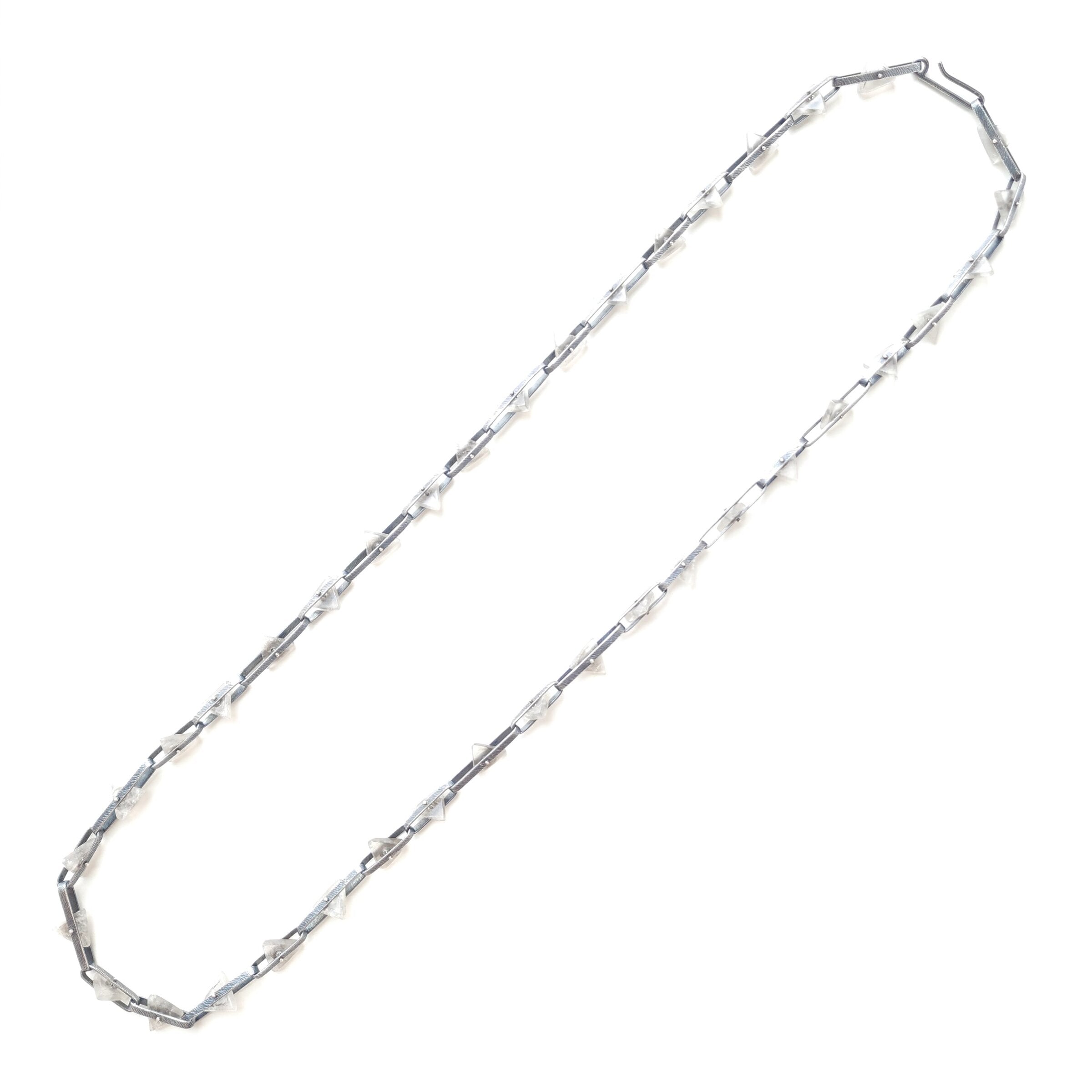 Long Quartz Triangle Band Link Necklace