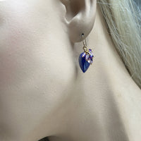 Lapis & Purple Cluster Earrings