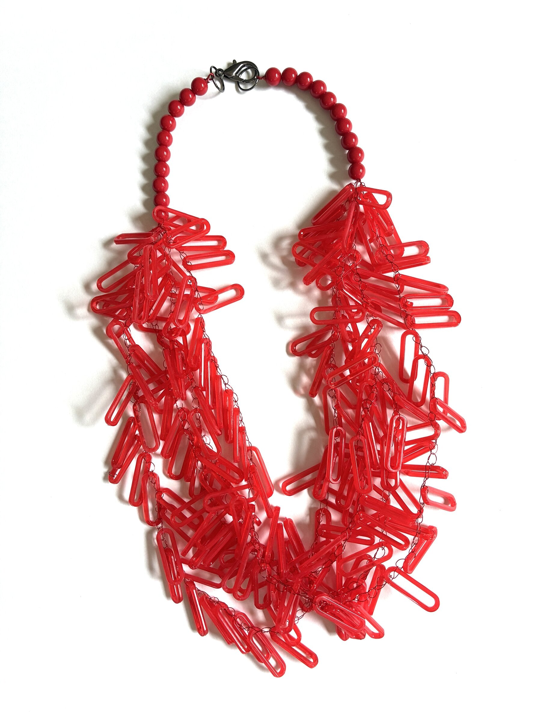 Red Tiny Ovals Necklace