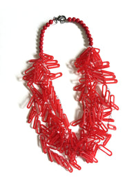 Red Tiny Ovals Necklace