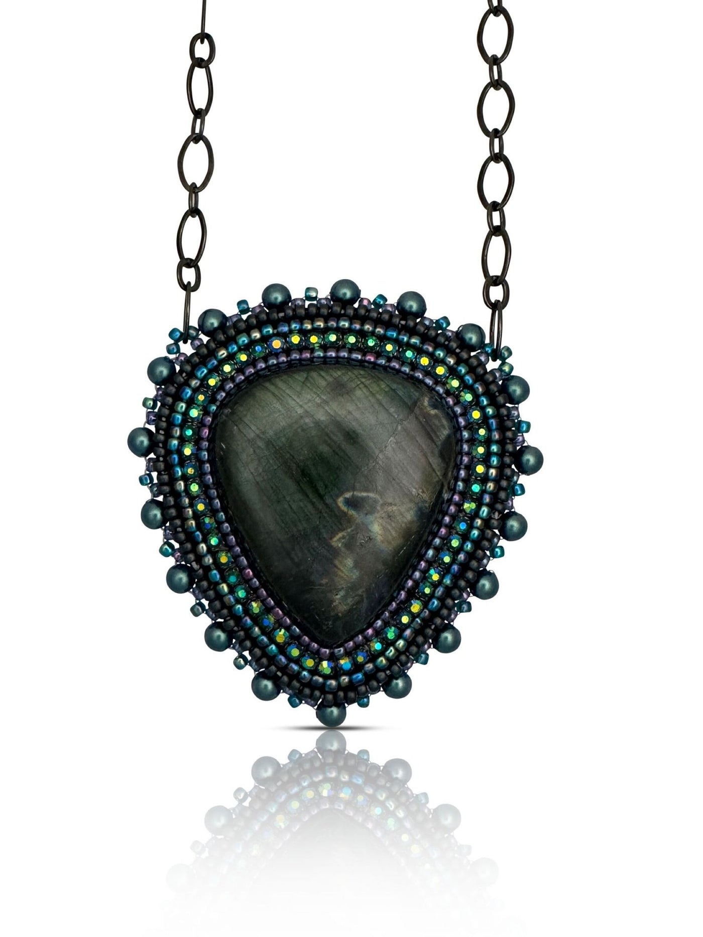 Deep Teal Spectralite Labradorite Pendant