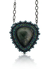 Deep Teal Spectralite Labradorite Pendant