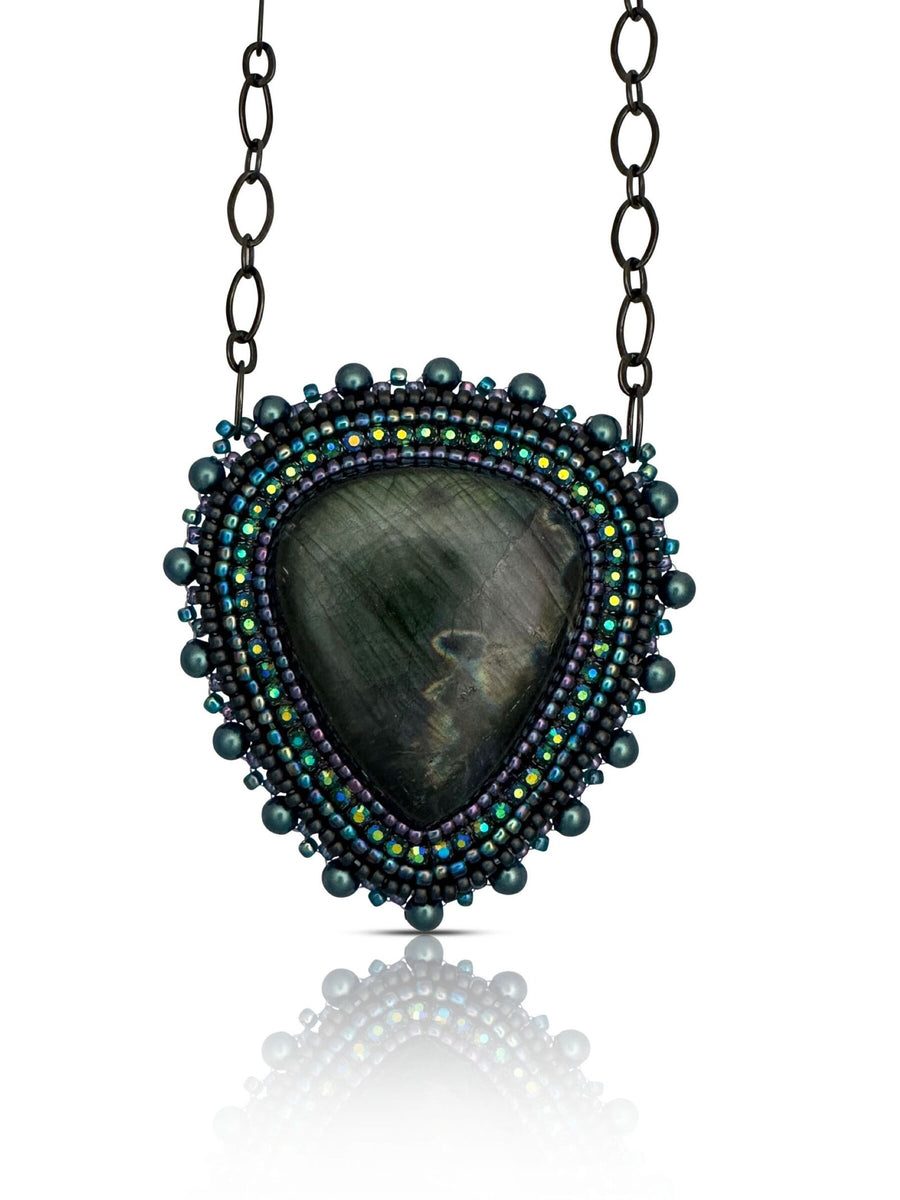 Deep Teal Spectralite Labradorite Pendant