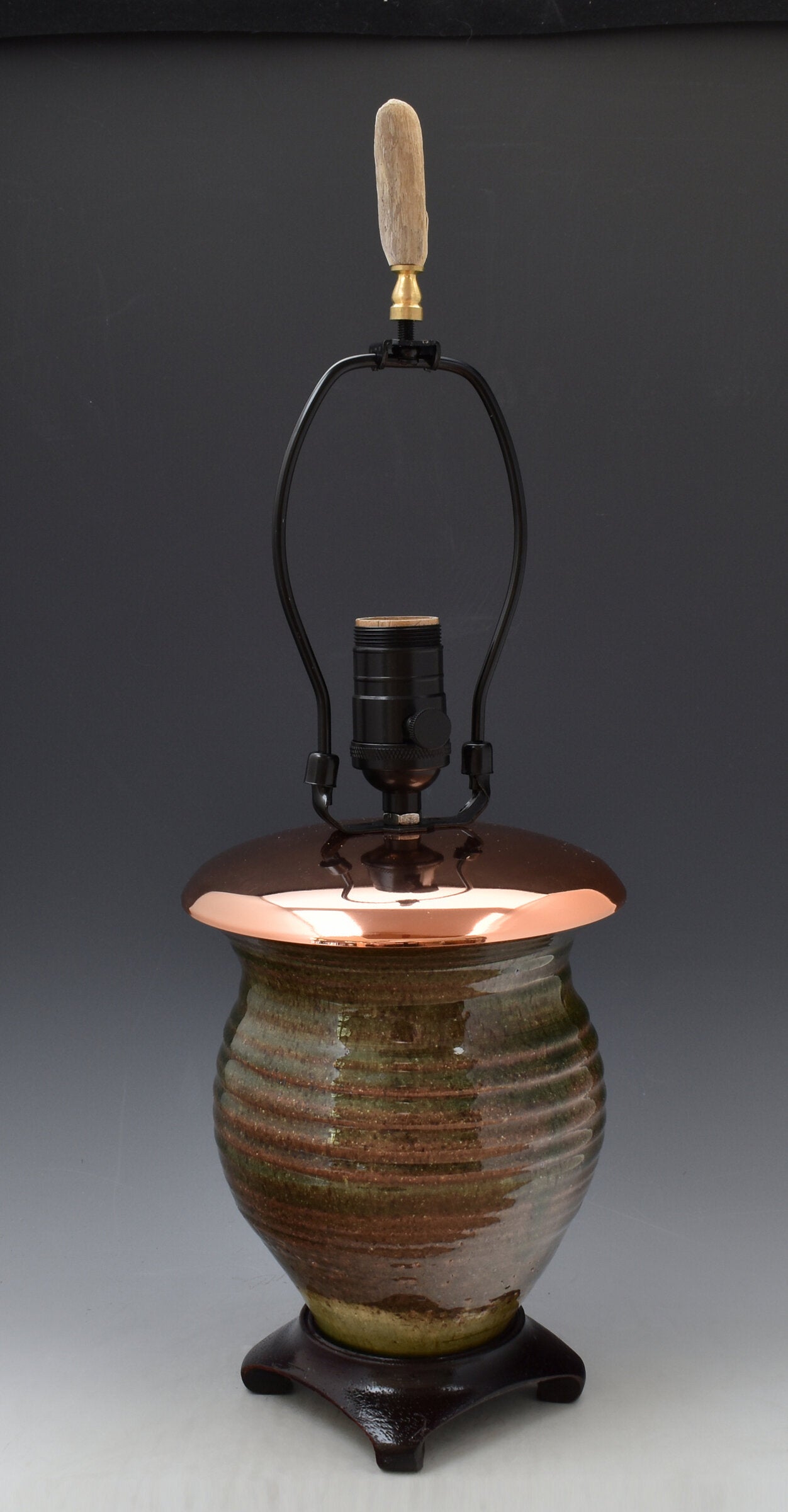 Stoneware Lamp with Mica Shade