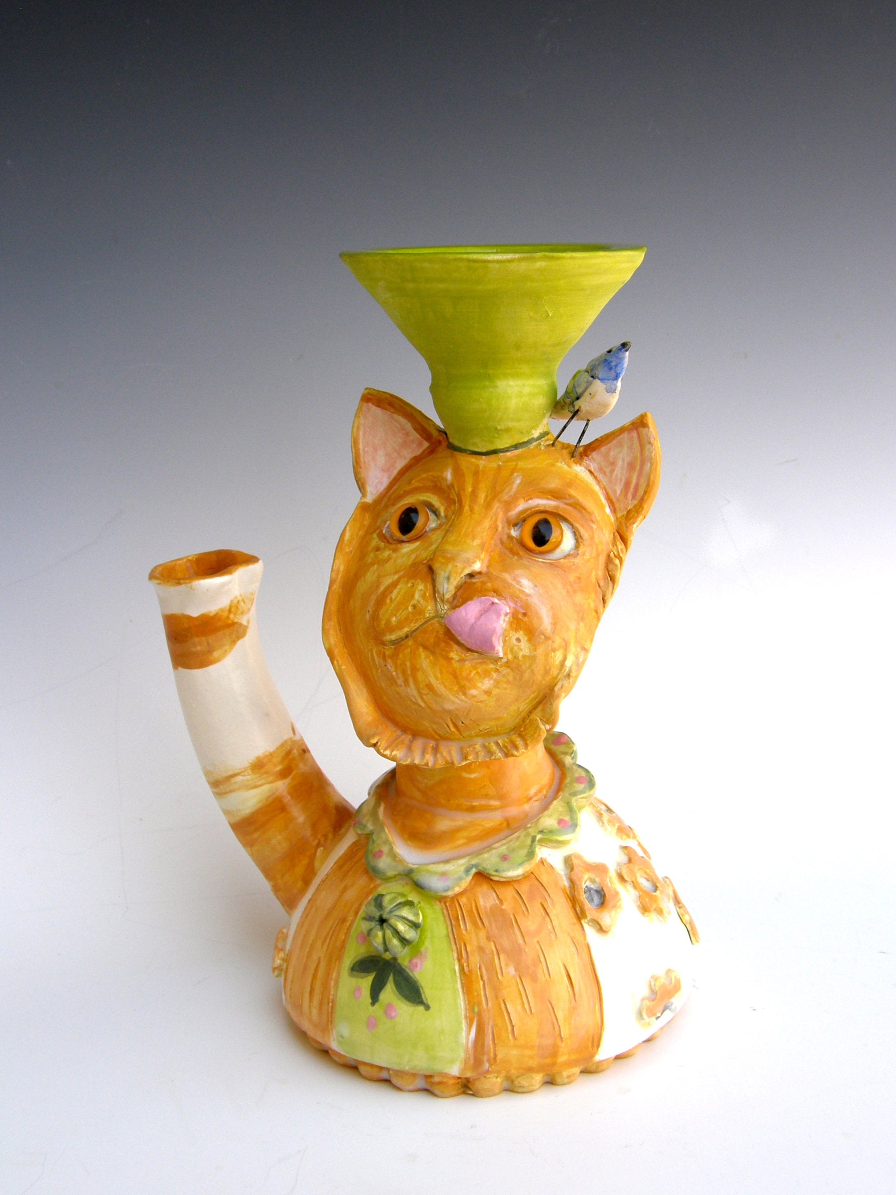 Sunflower Cat Vase