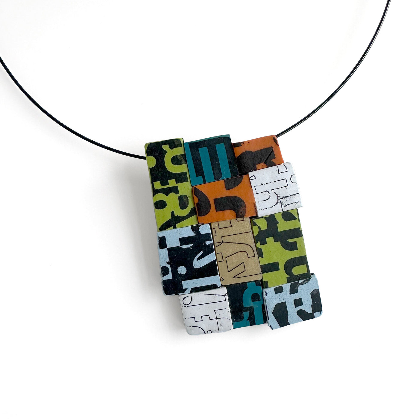 Colorblock Typographic Brooch & Pendant