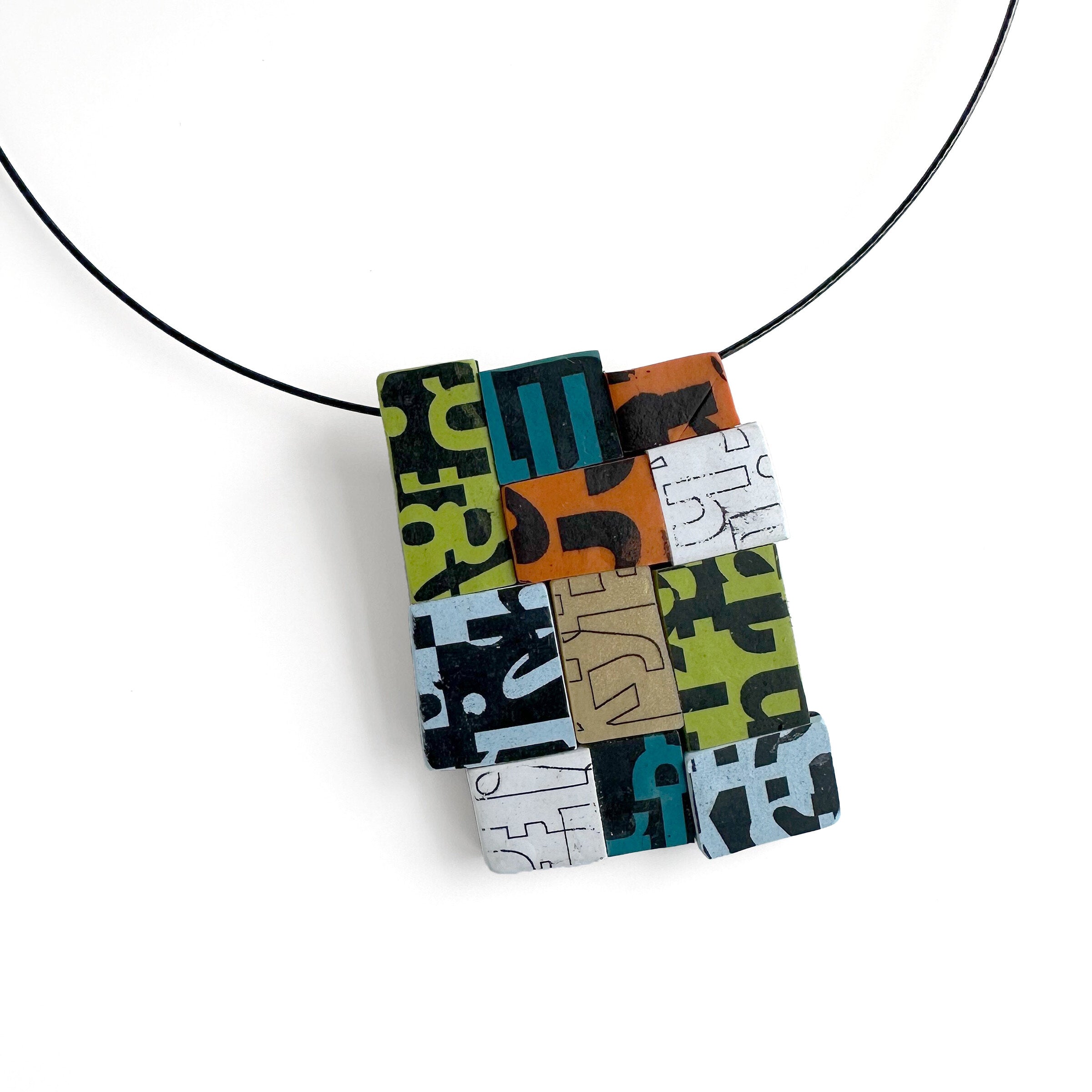 Colorblock Typographic Brooch & Pendant