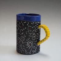Tall white squiggle mug