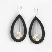 Wood & Pearl Teardrop Earrings