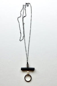 Silver, Pearl, and Rubber Necklace
