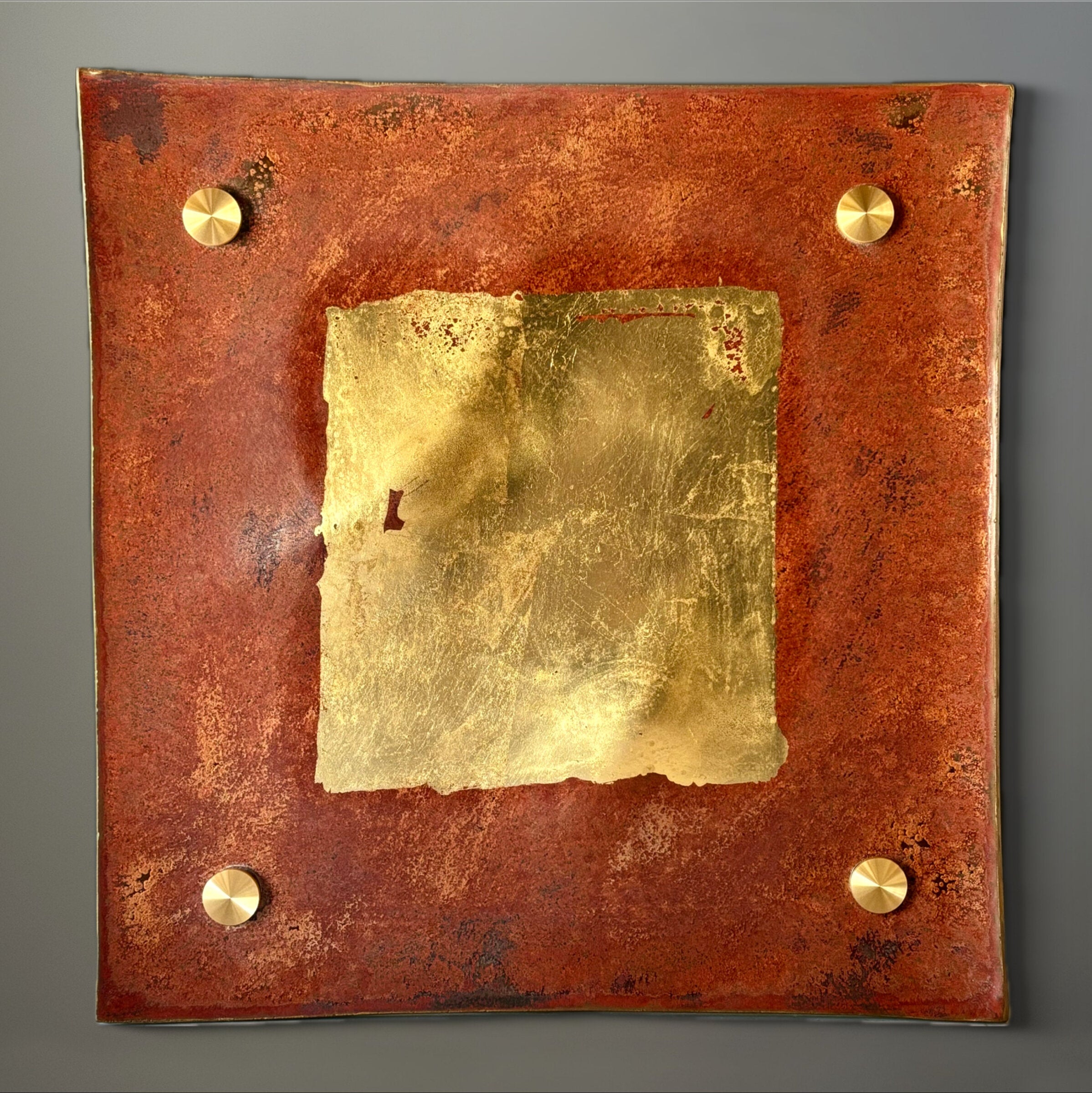 Circle Line Square Copper and Gold Wall Squares