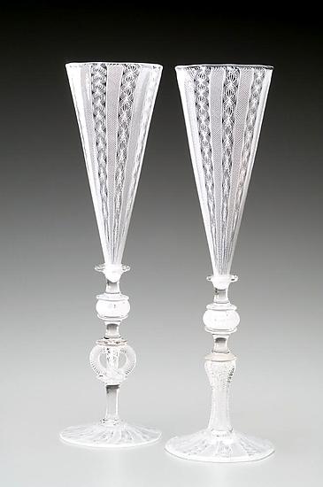 White Cane Wedding Goblets