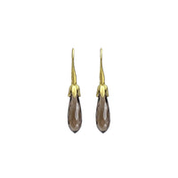 Smoky Quartz Faceted Briolette Bud Earrings