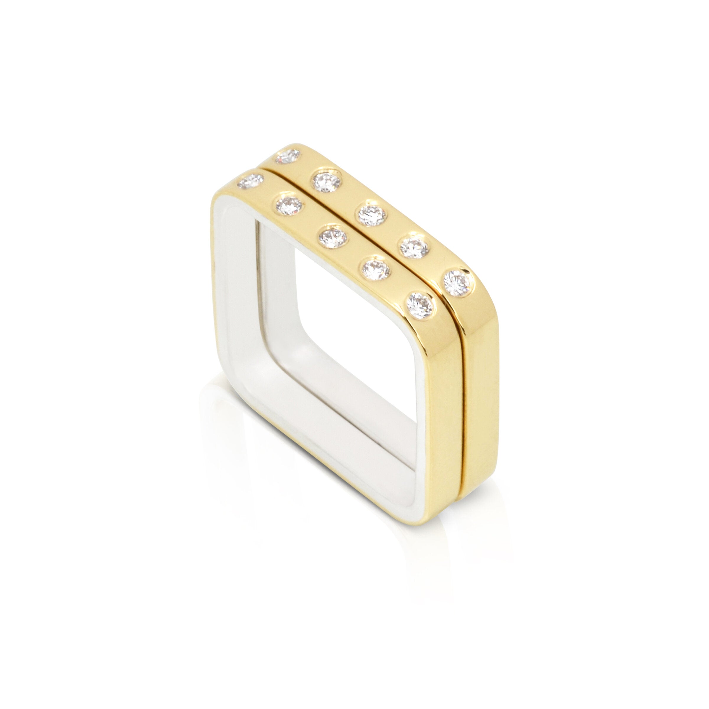 Diamond Bimetal Square Ring Set