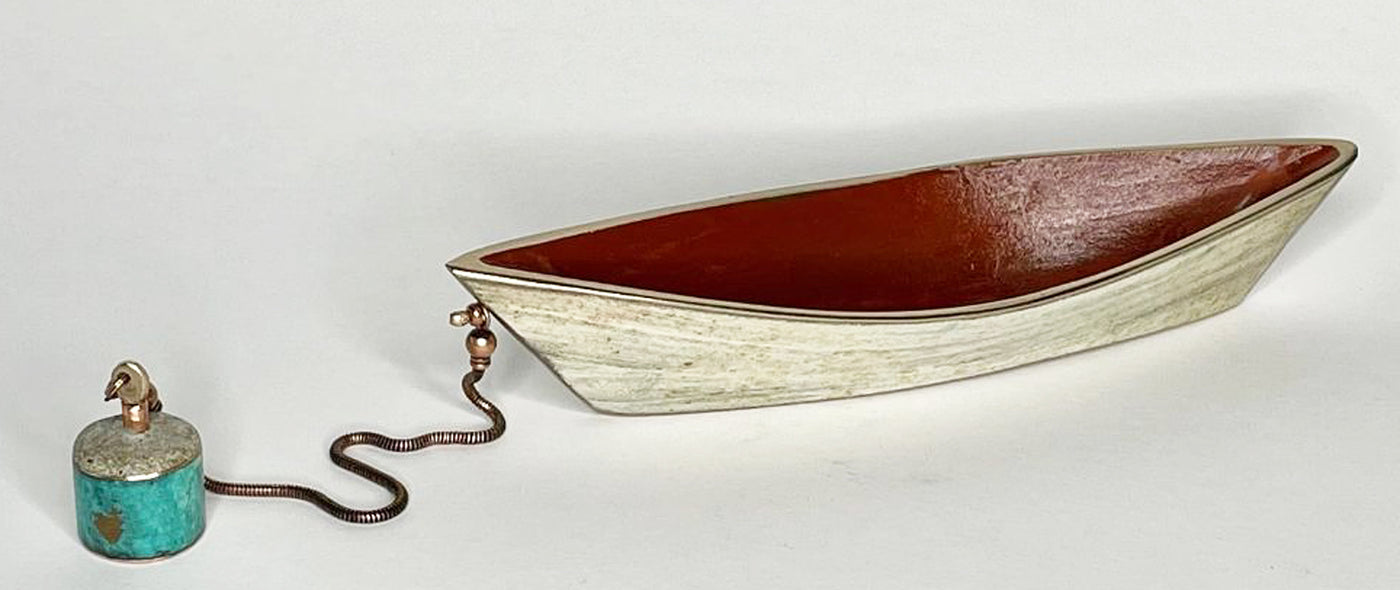 Bronze Dory with Red Patina and Anchor
