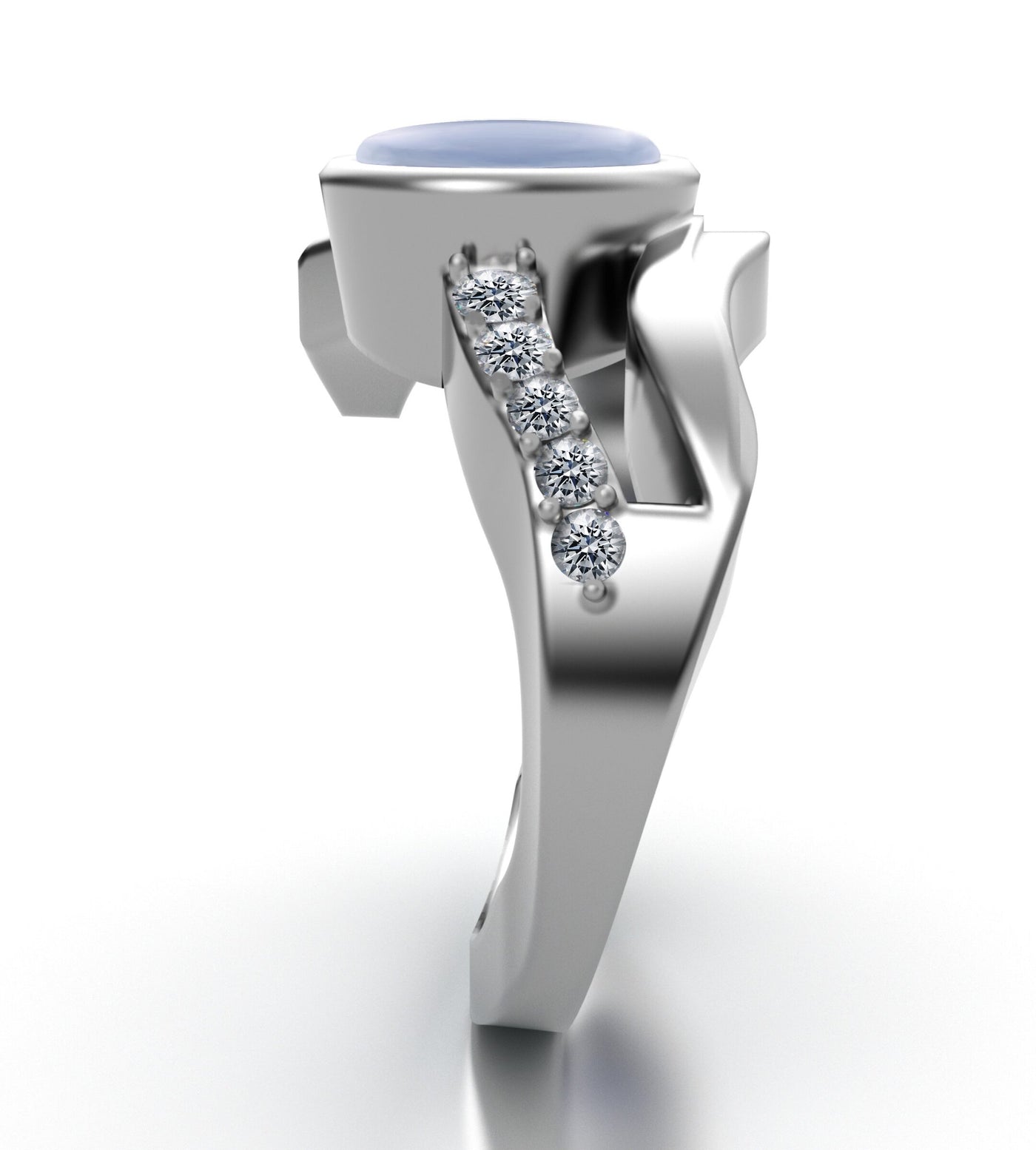 Blue Chalcedony Openwork Ring