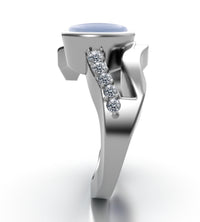 Blue Chalcedony Openwork Ring