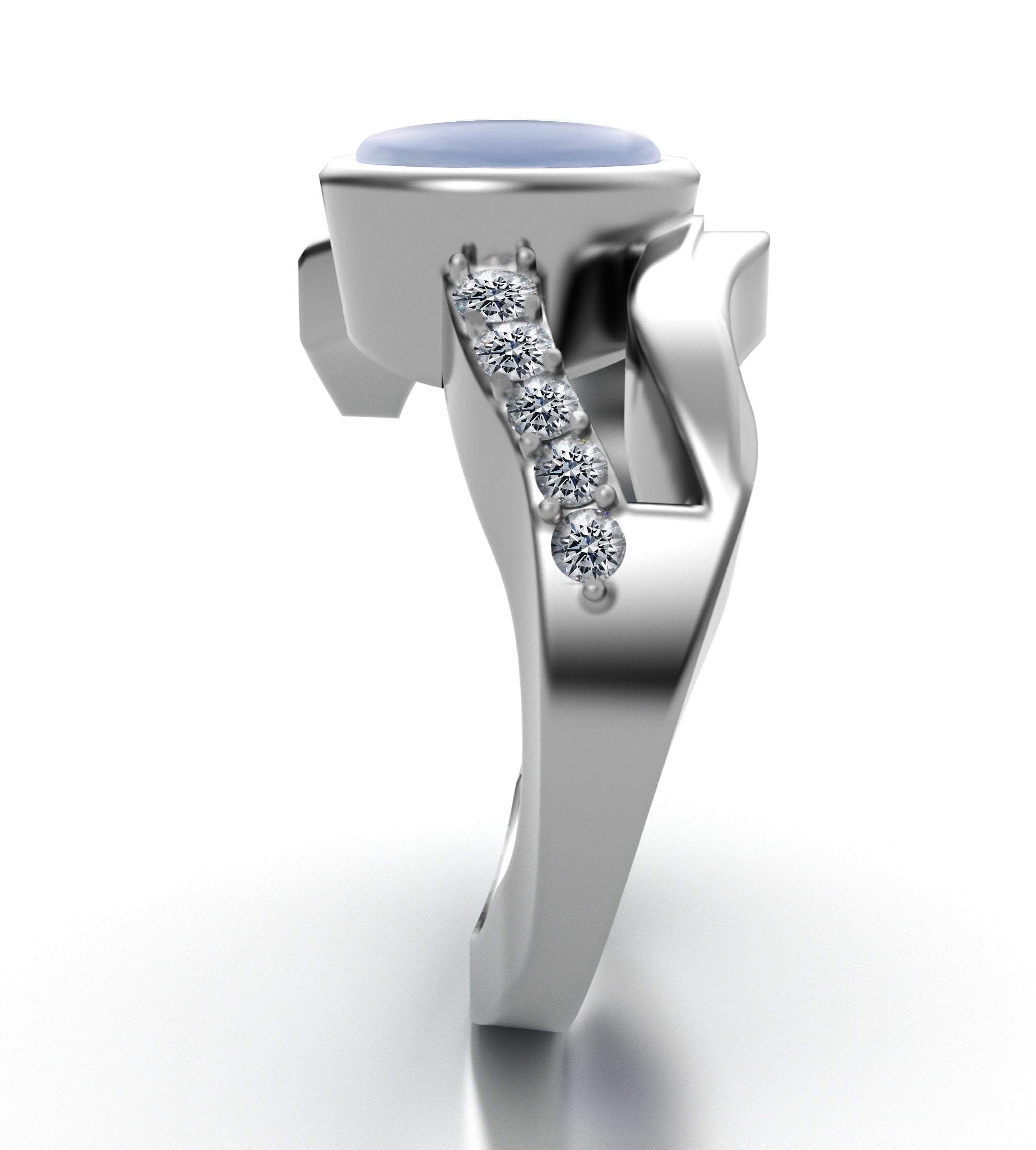 Blue Chalcedony Openwork Ring