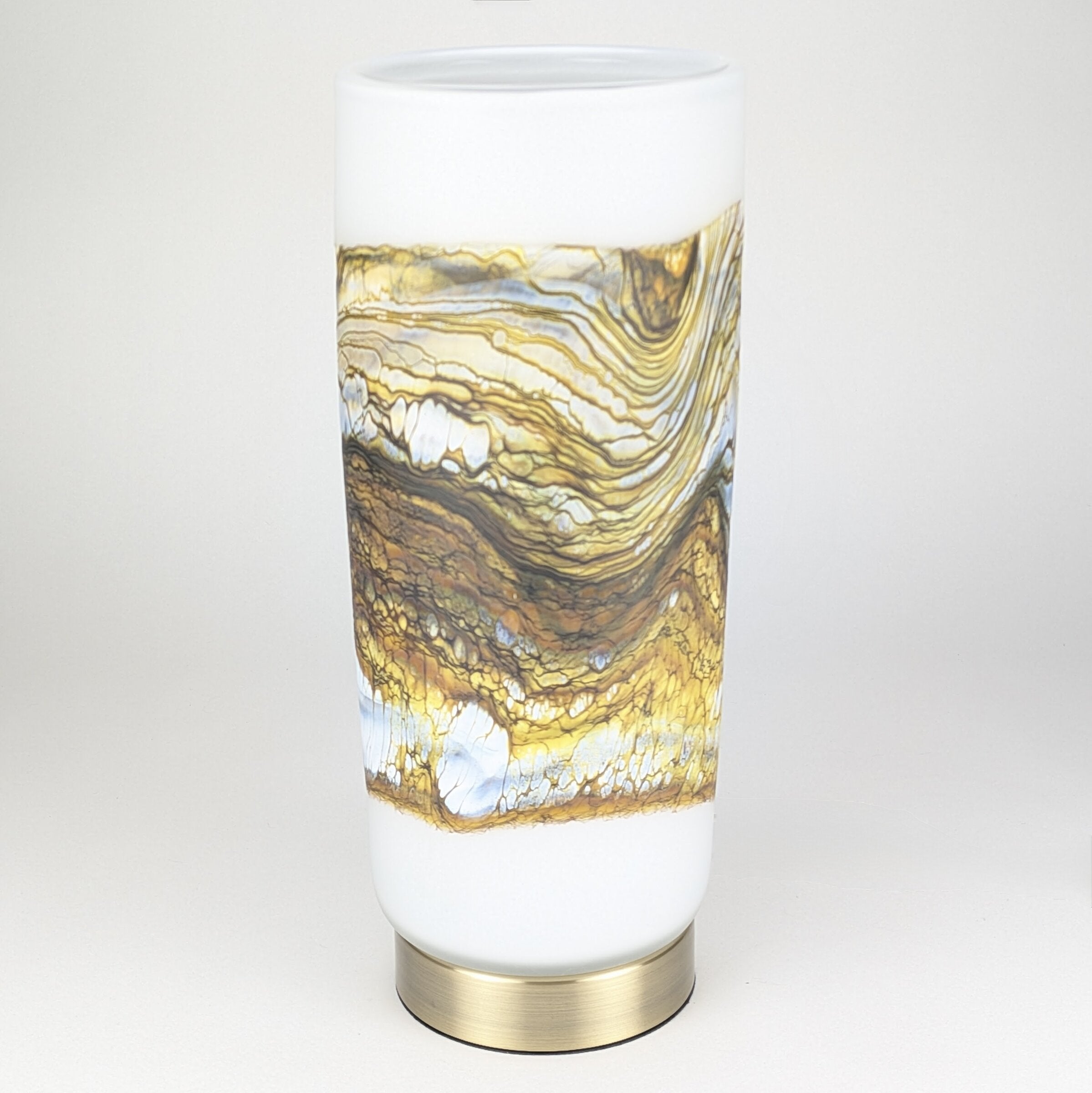 Alabaster Strata Pillar Lamp in Gold