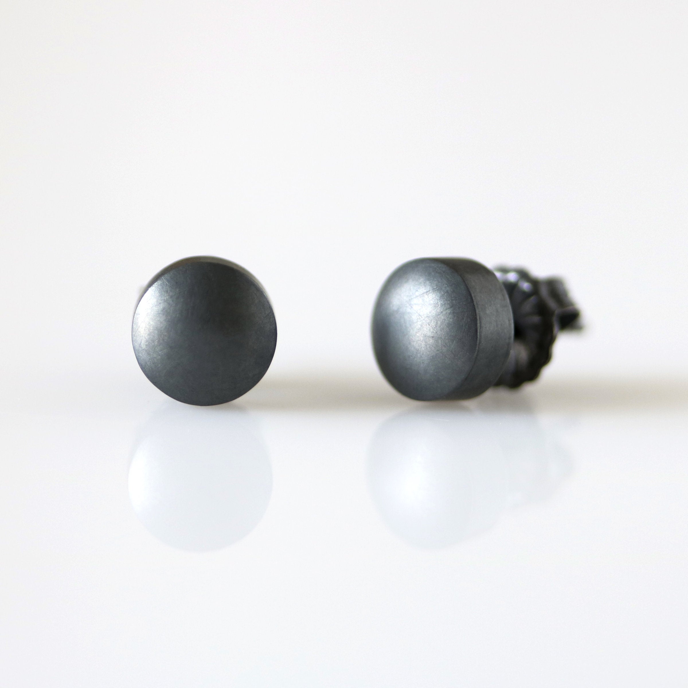 Oxidized Button Earrings