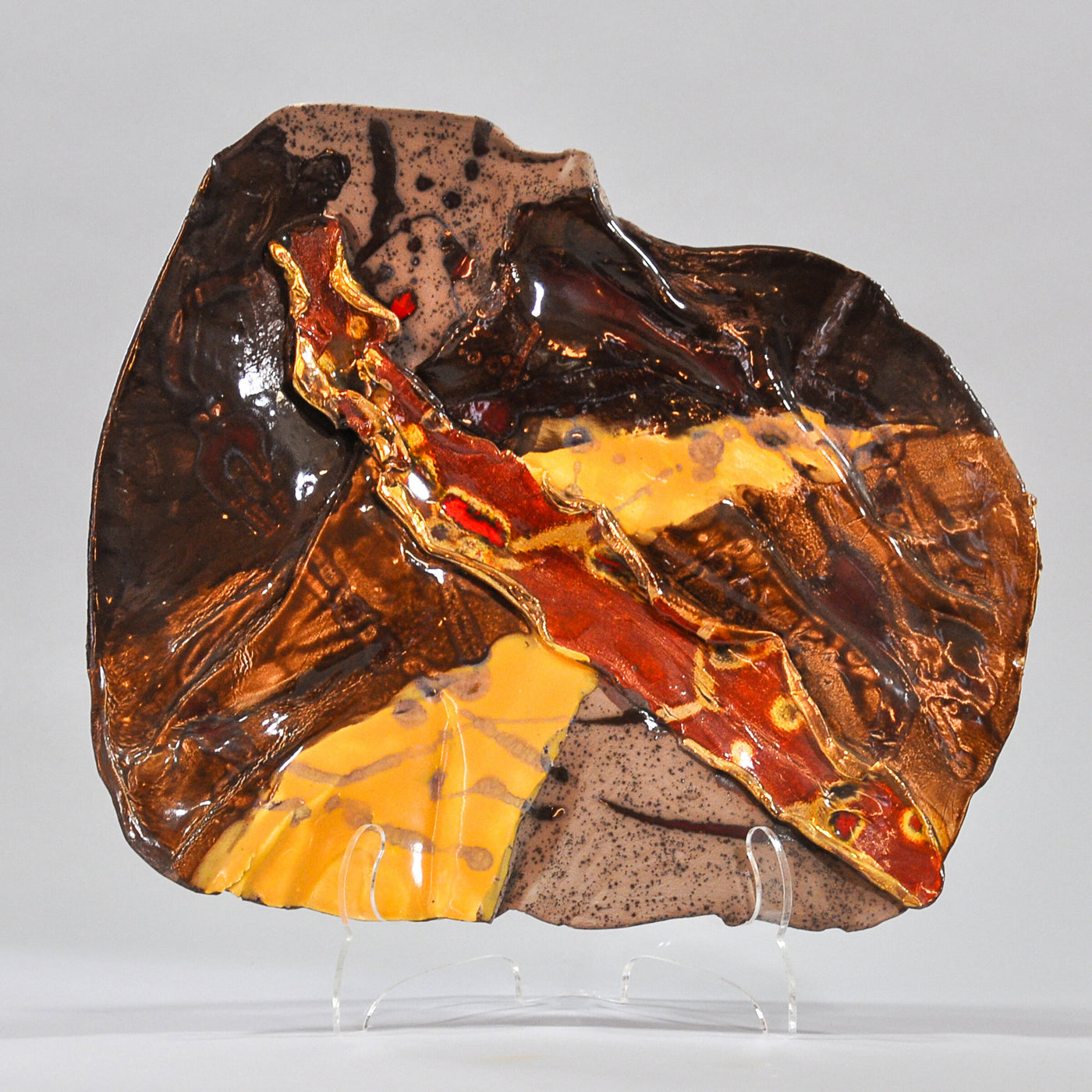 Rectangular Platter with Gold and Terracotta