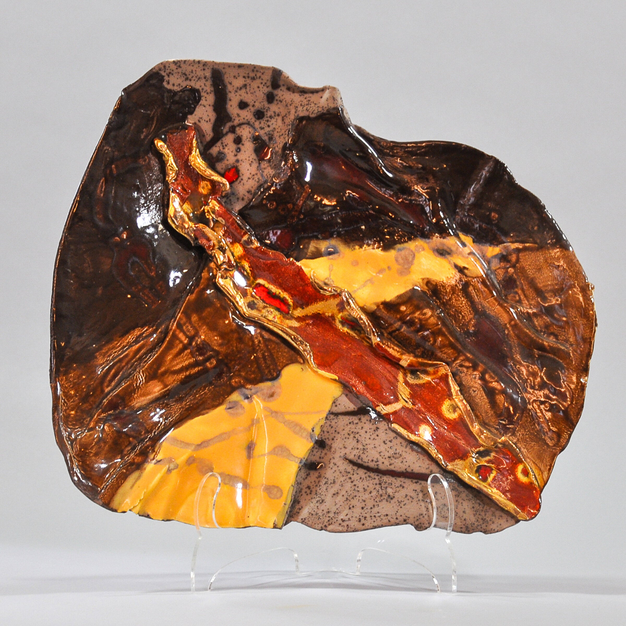 Rectangular Platter with Gold and Terracotta