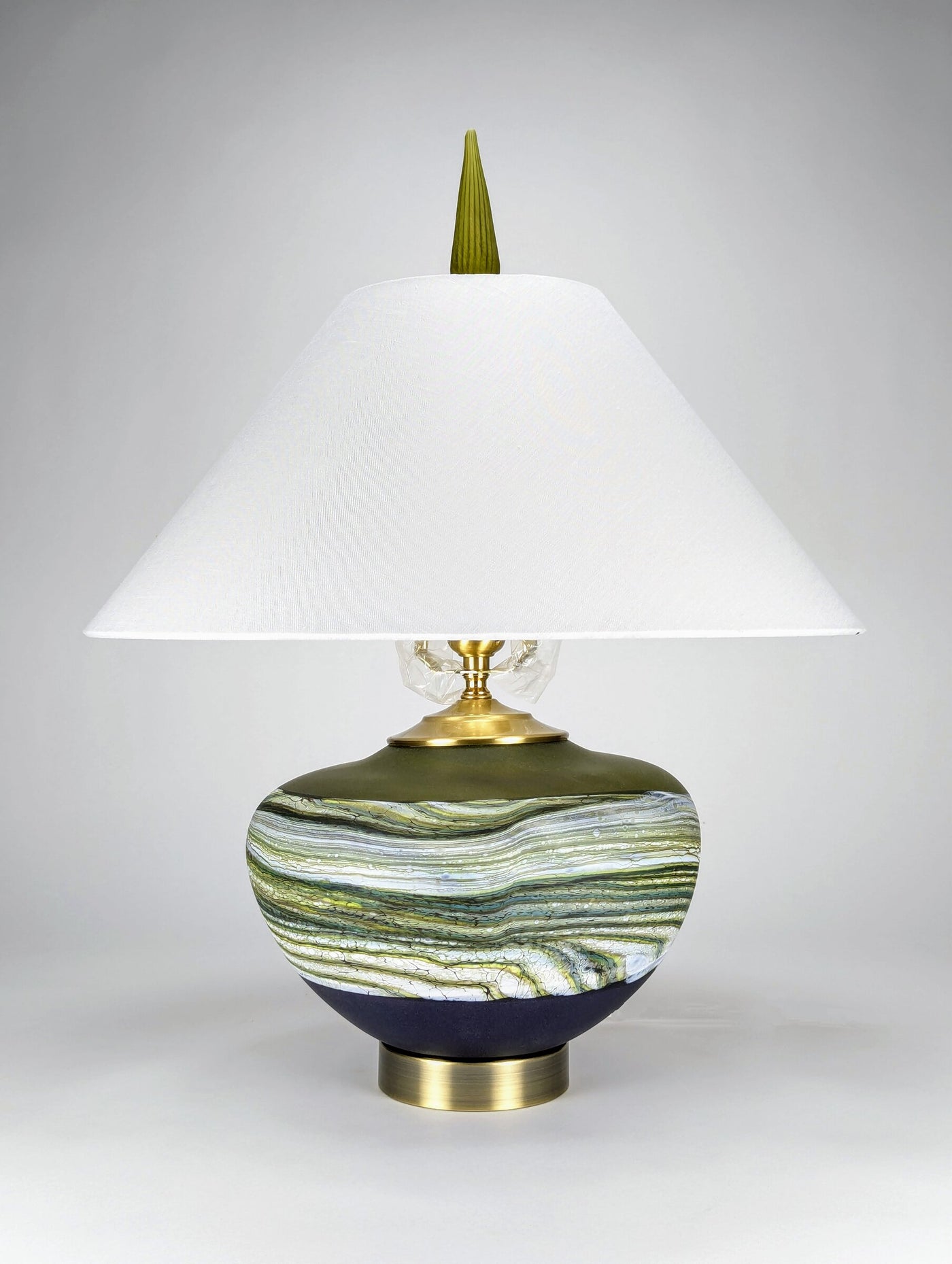 Satin Strata Table Lamp in Lime and Amethyst