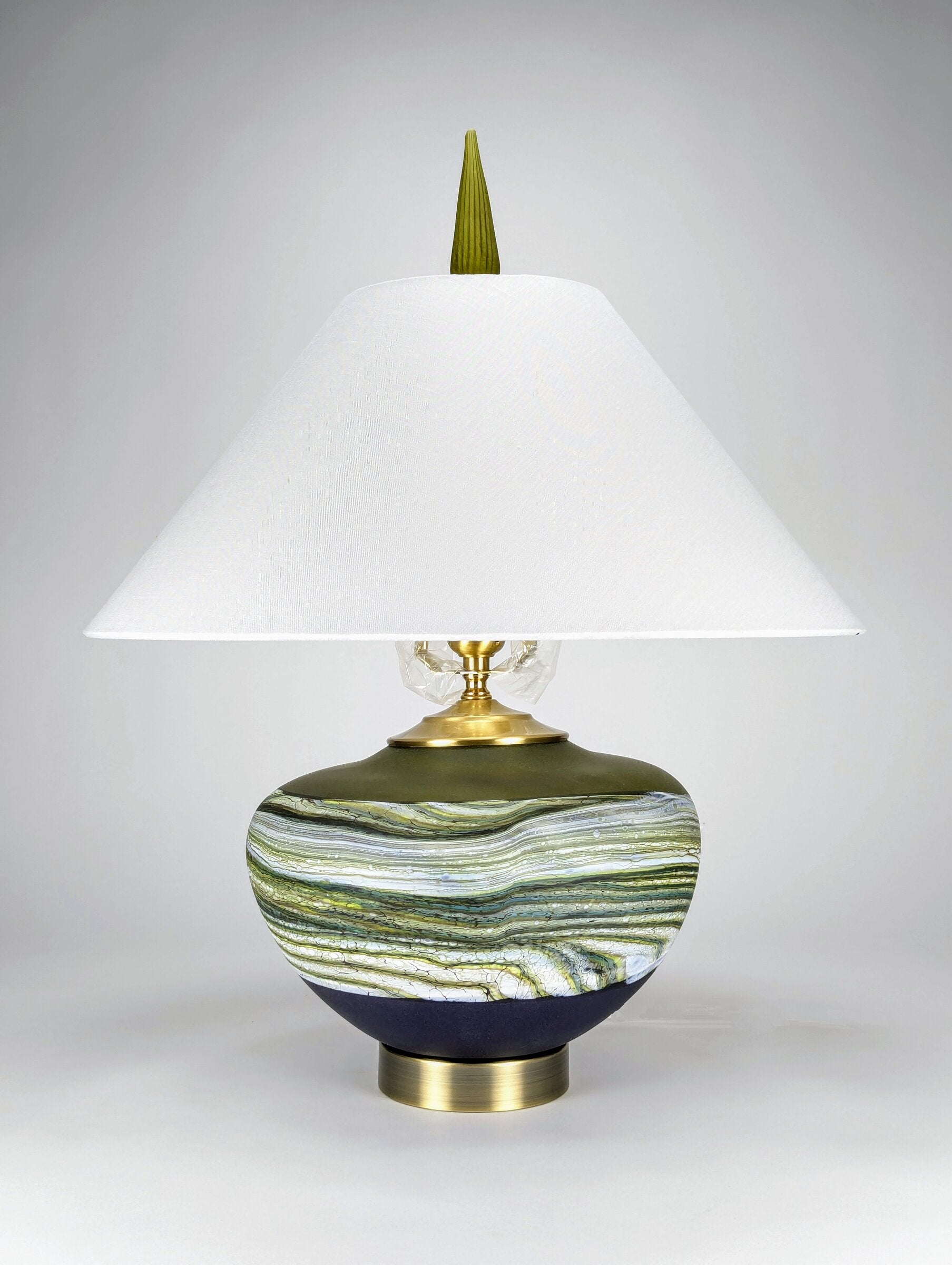 Satin Strata Table Lamp in Lime and Amethyst