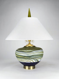 Satin Strata Table Lamp in Lime and Amethyst