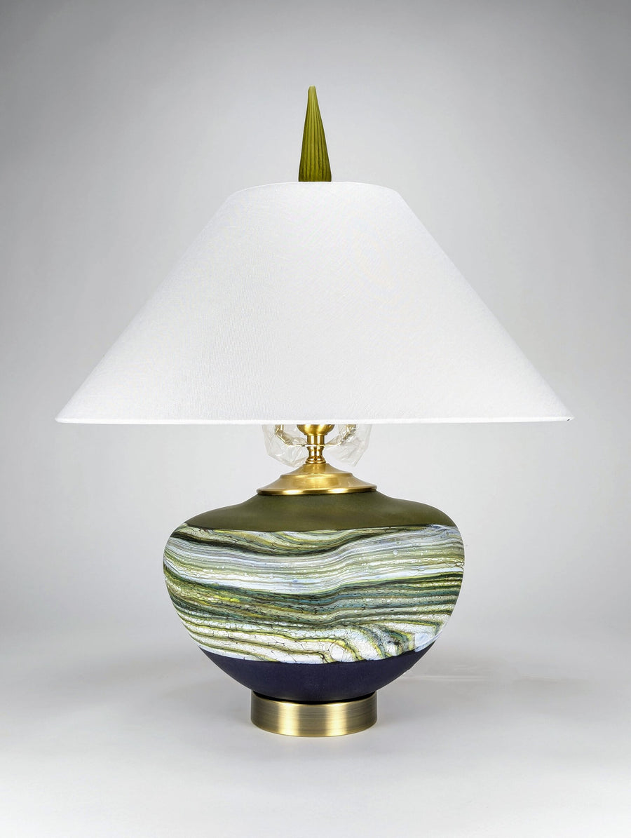 Satin Strata Table Lamp in Lime and Amethyst