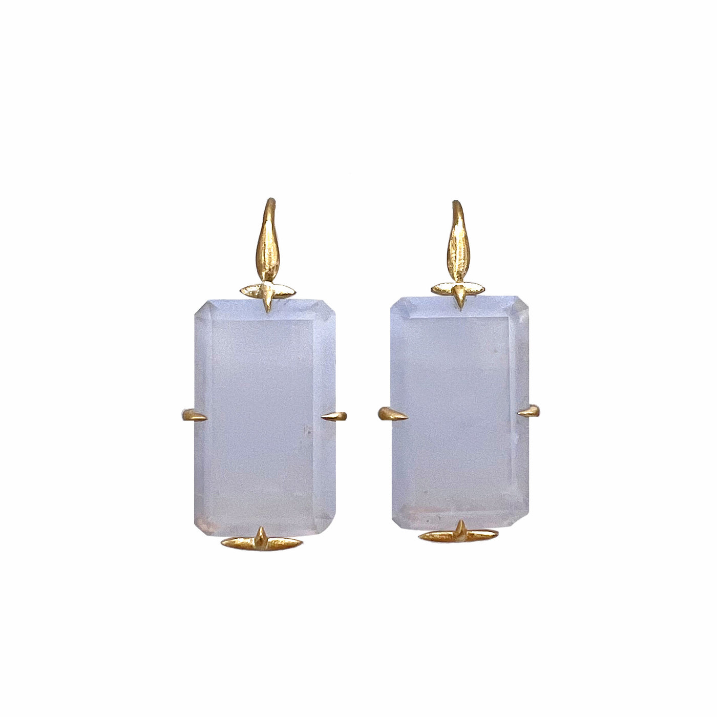 Rectangular Chalcedony Drop Earrings