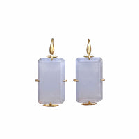 Rectangular Chalcedony Drop Earrings