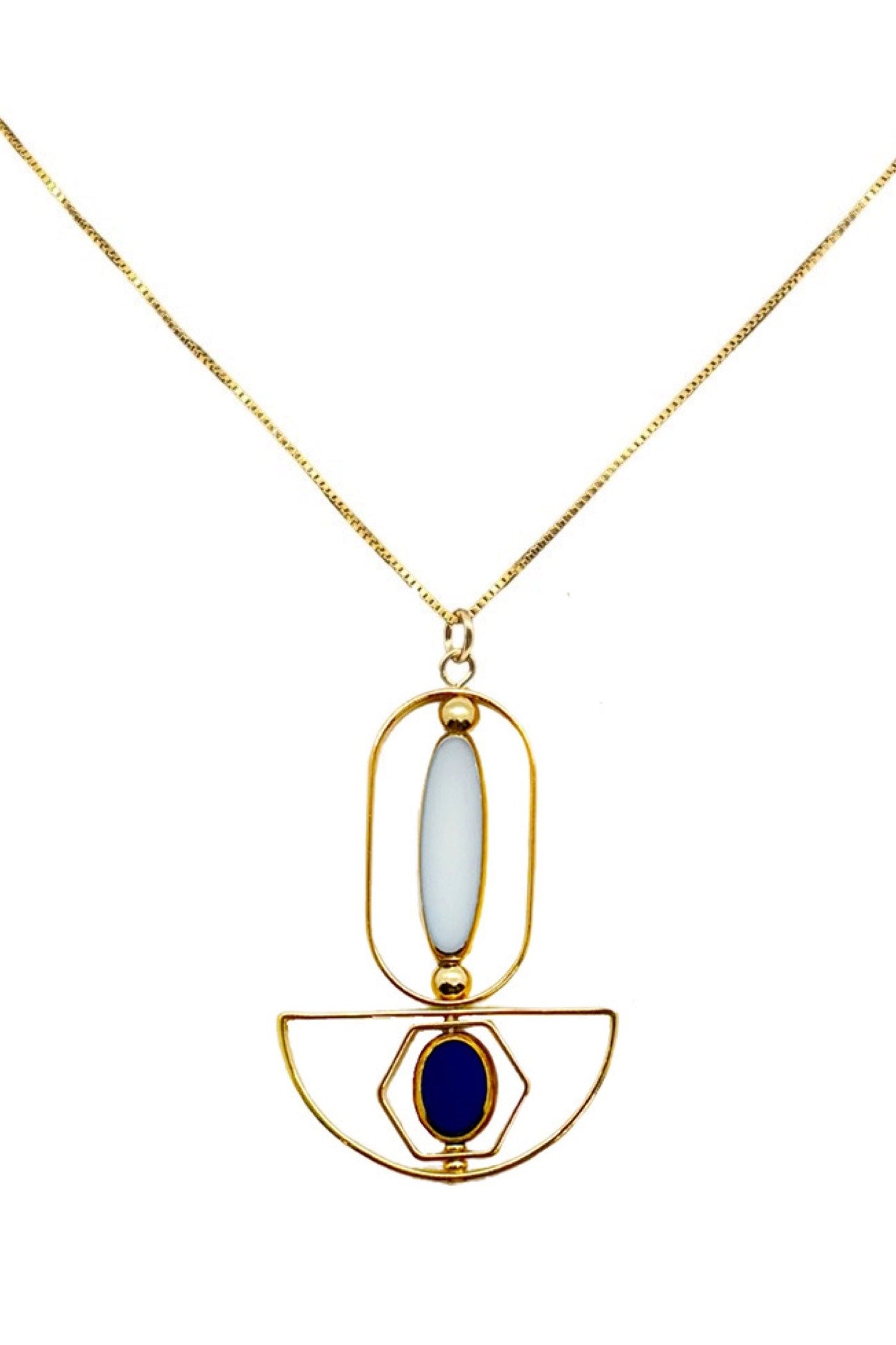 Blue & White Art Deco Pendant