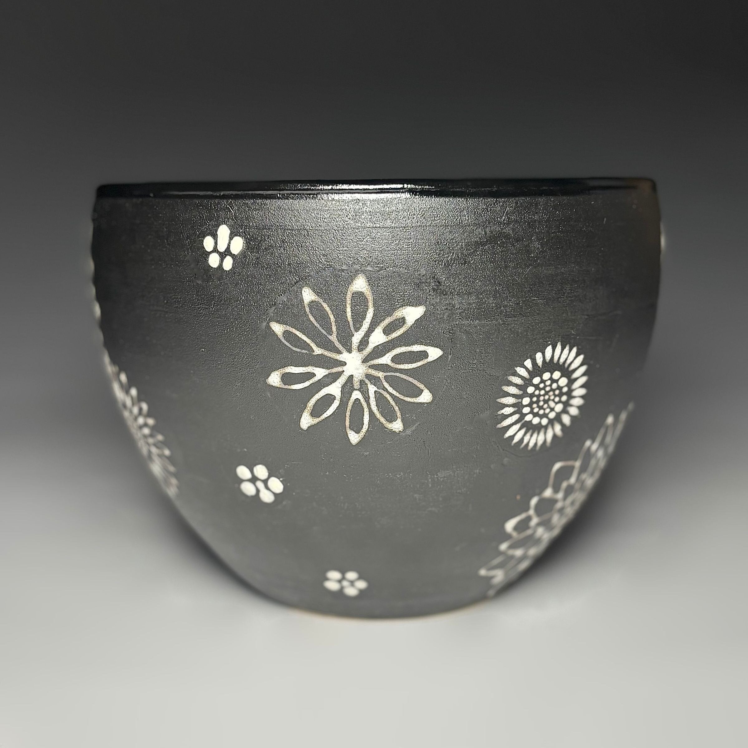 Black Floral Serving Bowl