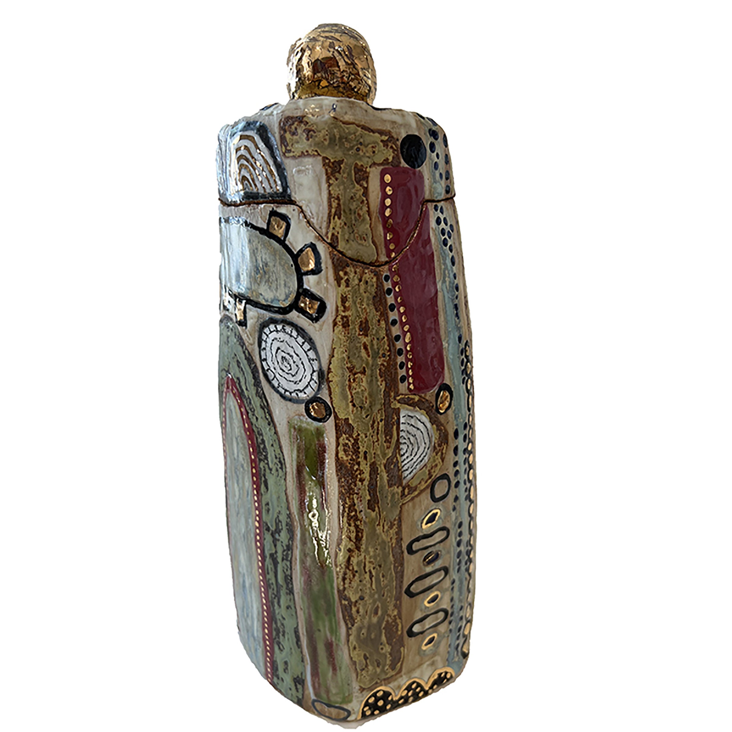 Rustic Abstract Tall Ceramic Box