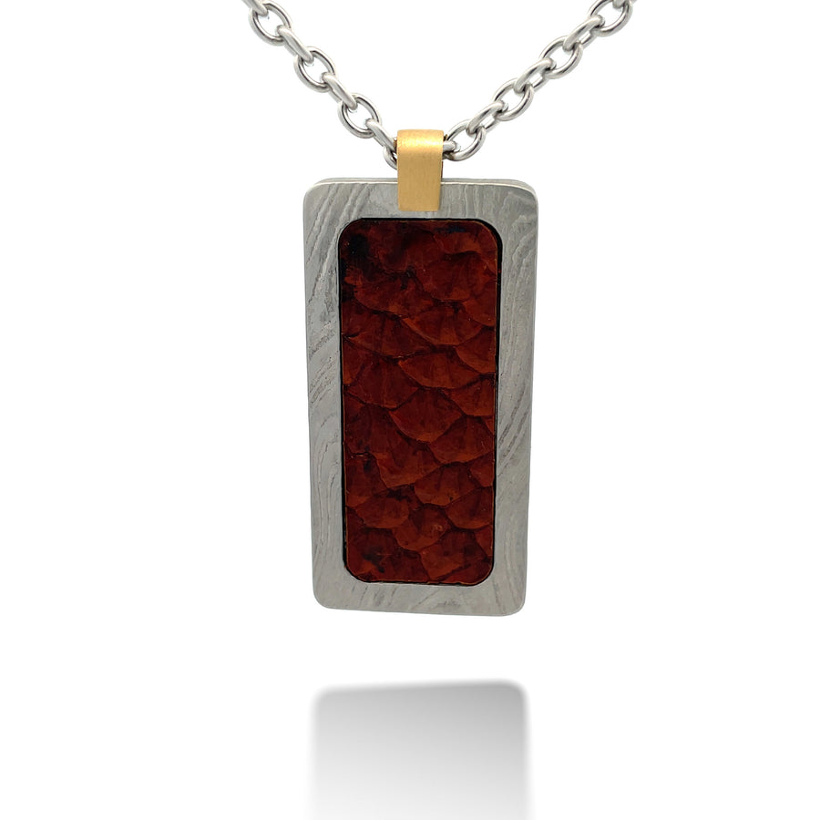 Inversa Silverfin Damascus Pendant